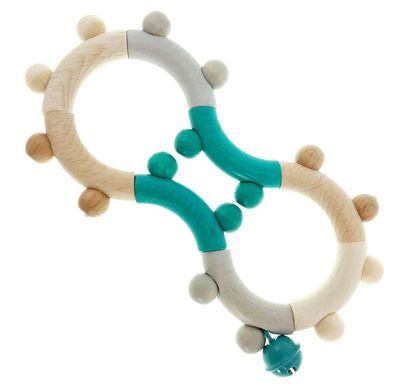 Babyspielzeug Motorikrassel ?8? türkis natur BxLxH 80x18x165mm NEU Babyrassel