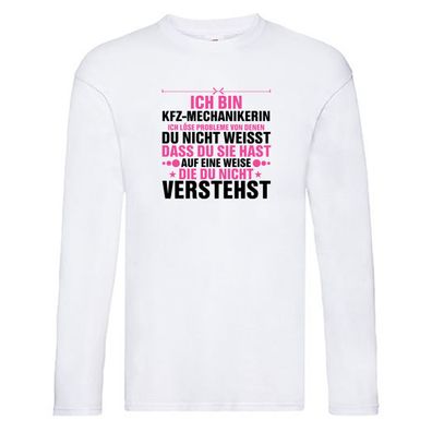Löse Probleme: KFZ-Mechanikerin | Mechaniker | KFZ v2 Long Sleeve Weiß