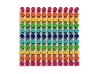 Holzspielzeug Farbensteckspiel mit 121 Teilen BxLxH 210x210x30mm NEU Puzzle