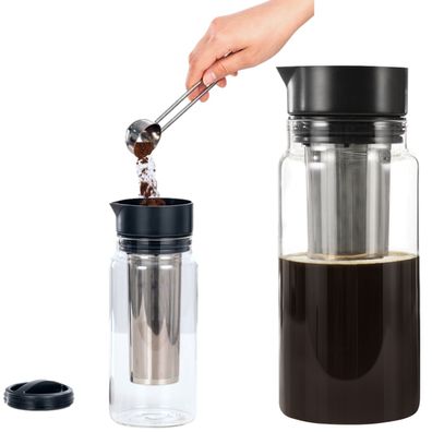 Xavax Cold Brew Kaffeebereiter Glas 1L Coffee Maker Karaffe Edelstahl-Filter