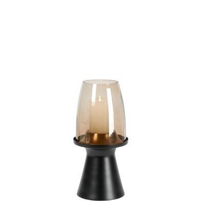 Lambert Olbia Windlicht Eisen/Glas schwarz/gold H 40 cm 41242