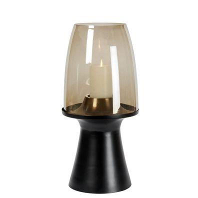 Lambert Olbia Windlicht Eisen/Glas schwarz/gold H 55 cm 41243