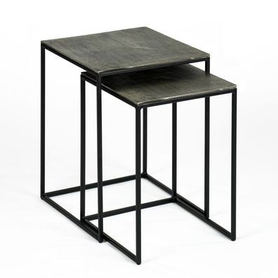 Lambert Dado Beistelltisch-Satz Untergestell Metall, Tischplatte Aluminium, Sandgu