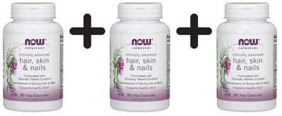 3 x NOW Foods Hair, Skin & Nails, Solutions - 90 caps
