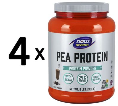4 x NOW Foods Pea Protein, Vanilla Toffee - 907g