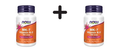 2 x Now Foods Vitamin K2-MK7 100 mcg (60 Caps) Unflavored
