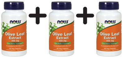 3 x NOW Foods Olive Leaf Extract, 500mg - 60 vcaps