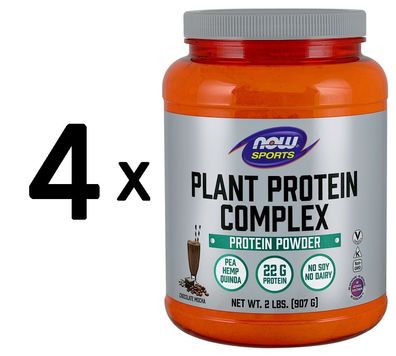 4 x NOW Foods Plant Protein Complex, Creamy Vanilla - 907g