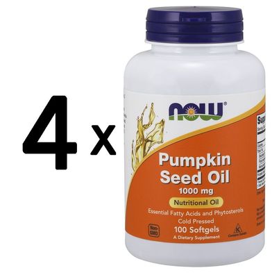 4 x NOW Foods Pumpkin Seed Oil, 1000mg - 100 softgels