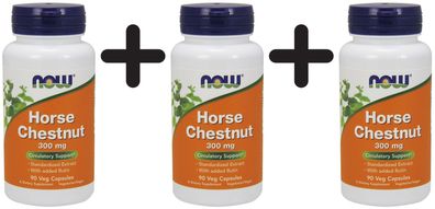 3 x NOW Foods Horse Chestnut, 300mg - 90 veg capsules