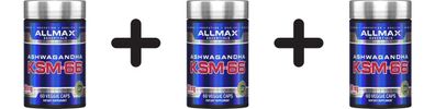 3 x AllMax Nutrition KSM-66, 600mg - 60 vcaps
