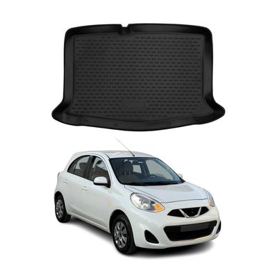 Kofferraummatte Kofferraumwanne für Nissan Micra 2017-2021 Gummi TPE Schwarz