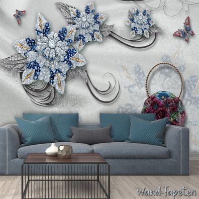 Vlies Fototapete Wandtapete Wandbilder 3D Schmuck Blumen Tapete 1757