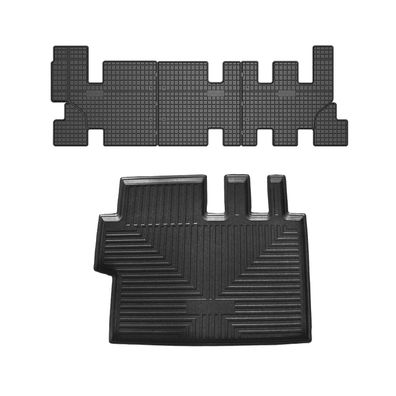 Fußmatten & Kofferraumwanne Set für Ford Tourneo Custom 2012-2024 3. Reihe Gummi