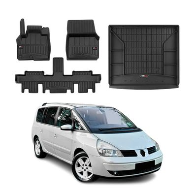OMAC Fußmatten & Kofferraumwanne Set für Renault Espace 2002-2014 mit 3. Reihe