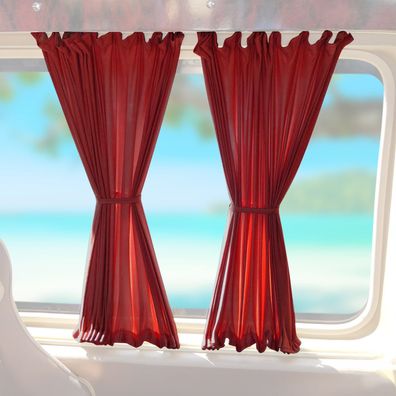 Sonnenschutzgardinen MAß für FIAT Ducato 2006-2020 Vorhänge 16Tlg Rot Langer