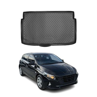 Kofferraummatte Kofferraumwanne für Hyundai i20 2020-2025 Gummi TPE Schwarz