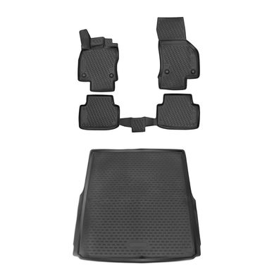 Fußmatten Kofferraumwanne Set für VW Passat B8 Variant 2014-2023 Gummi Schwarz