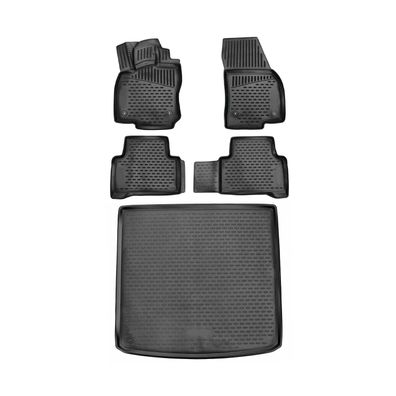 Fußmatten & Kofferraumwanne Set für VW Touran 2015-2025 Gummi TPE Schwarz 5x
