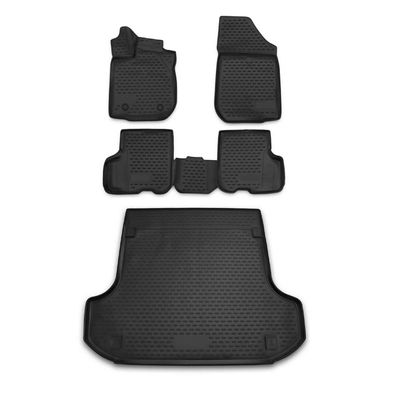 Fußmatten & Kofferraumwanne Set für Dacia Logan / MCV 2013-2016 TPE Schwarz