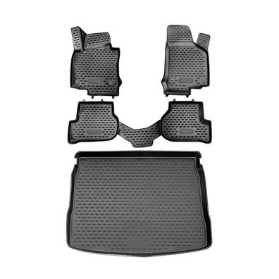 Fußmatten & Kofferraumwanne Set für VW Golf 2008-2013 Schrägheck TPE Schwarz