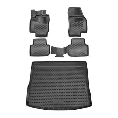 Fußmatten & Kofferraumwanne Set für VW Tiguan 2016-2025 Gummi TPE Schwarz 5x
