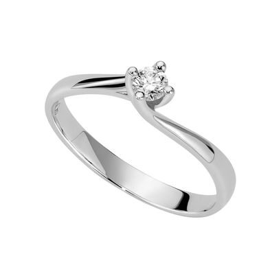 FRAU ORO - DGS0118 - einsamer Weißgoldring mit Diamant