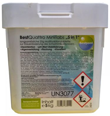 5 KG Multi Tabs 200g/20g 5 in1 Chlor Multifunktions Tabletten chlor Quattro Tab