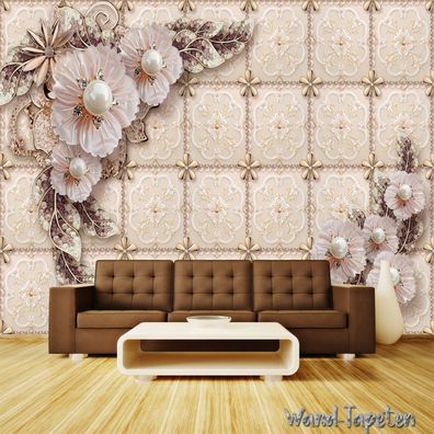 Vlies Fototapete Wandtapete Wandbilder Wandbild Modern Perlen Blumen Tapete 1760