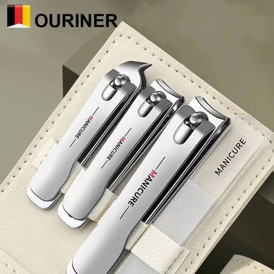 Präzises Nagelpflege-Set 4/10tlg mit Edelstahl-Tools & rotierender Leder-Tasche Light