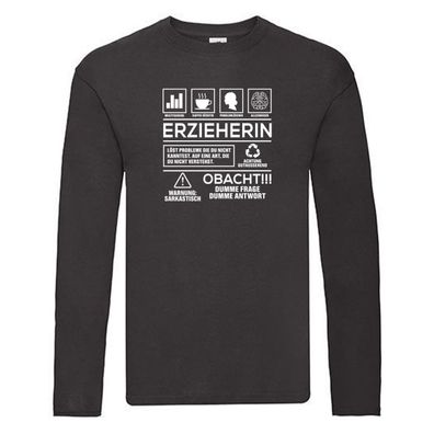 Achtung Probleme: Erzieherin | Pädagogin | Schule Long Sleeve Schwarz