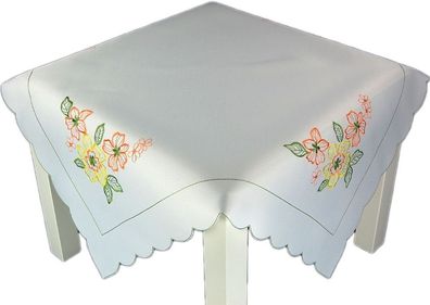 Tischdecke Weiß Stoff 85x85 Mitteldecke Decke Tischdekoration Sommer Blumen Gelb