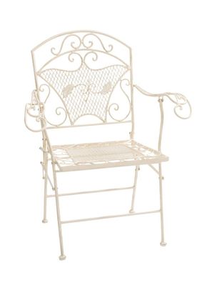 Nostalgie Gartensessel Stuhl Sessel Eisen Klappstuhl antik Stil creme weiss