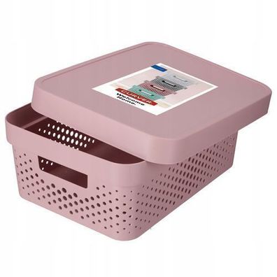 Curver Infinity Behälter mit Löchern und Deckel, 27 x 36 x 14 cm, 11L, Rosa
