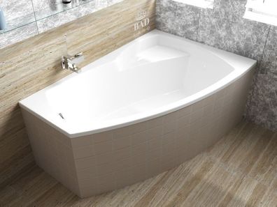 Badewanne Eckwanne Acryl FRIDA 150x100 Rechts Weiß Styropor | Ablauf & Füße GRATIS !