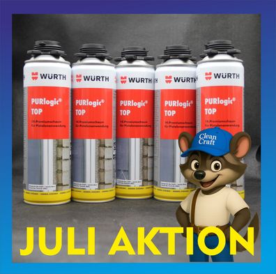 5x WÜRTH Purlogic TOP 1 K Pistolenschaum Betongrau ( Bauschaum, Montageschaum )