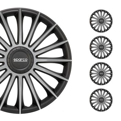 Sparco Radkappen 15 Zoll Treviso Schwarz Silber 4tlg