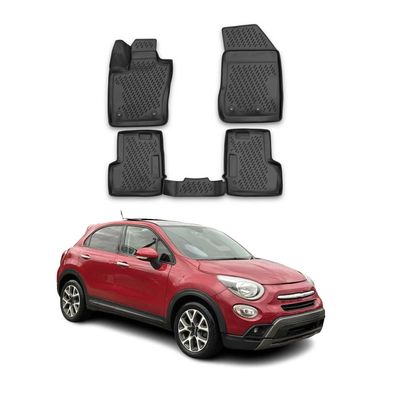 2014-2025 Fiat 500X Fußmatten TPE Schwarz 4 tlg