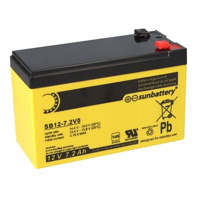 SUN Battery SB12-7.2V0 AGM Akku 7,2 Ah Blei-Akku mit VDS
