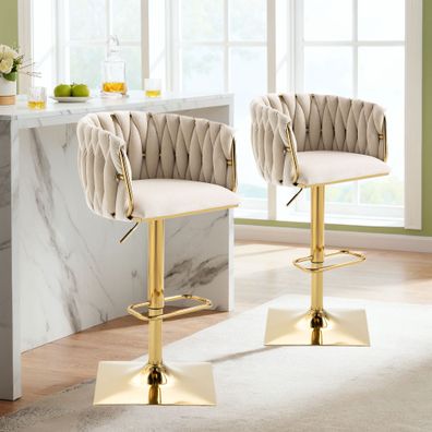 Vintage Barhocker mit Rückenlehne und Fußstütze, ideal für Küche und Bar