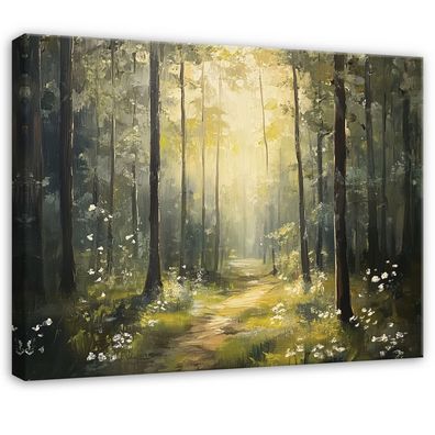 Leinwandbild Wald Natur Wandbild Leinwand Bilder Wanddeko Wohnzimmer Schlafzimmer