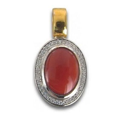 Anhänger - Gold 750 18K Diamanten 0,25ct Koralle