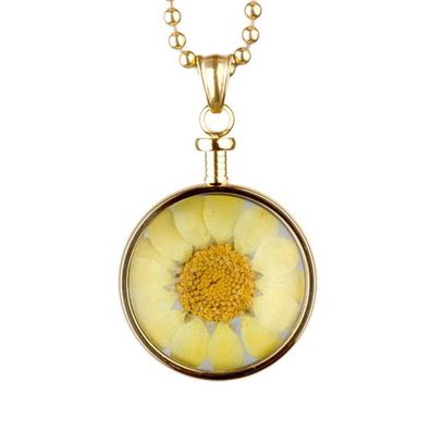 Anhänger - Edelstahl Chrysantheme - rosé/gelb