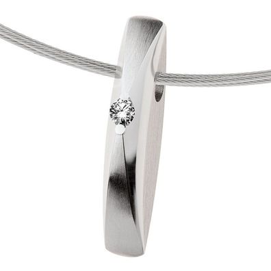 Anhänger - Edelstahl - länglich - Brillant 0,065ct