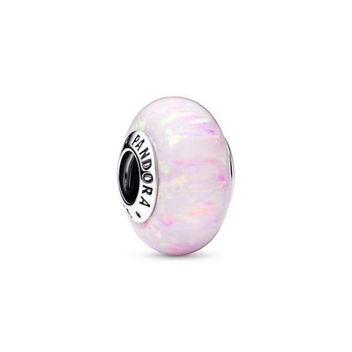Bead - Silber - Rosa Charm Glas