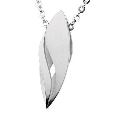 Anhänger - Edelstahl - Blattform seidenmatt