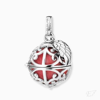 Anhänger S - Silber - Engelsrufer mit Flügel Rot