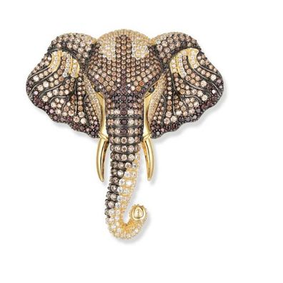 Anhänger - Brosche - Silber 925 - Elefant Raja