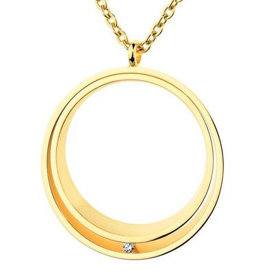 Anhänger - Edelstahl - IP Gold - Brillant 0,02 ct