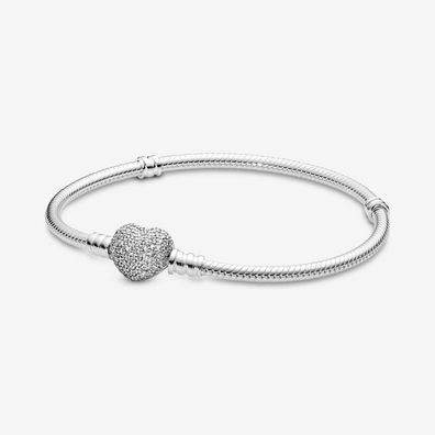 Armband 17cm - silber - Zirkonia - Herz